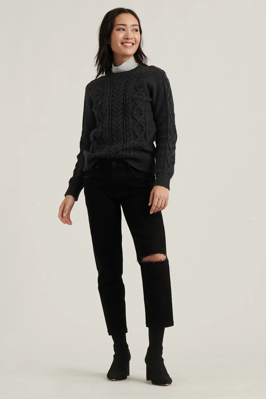 CABLE KNIT CREW NECK SWEATER, image 2