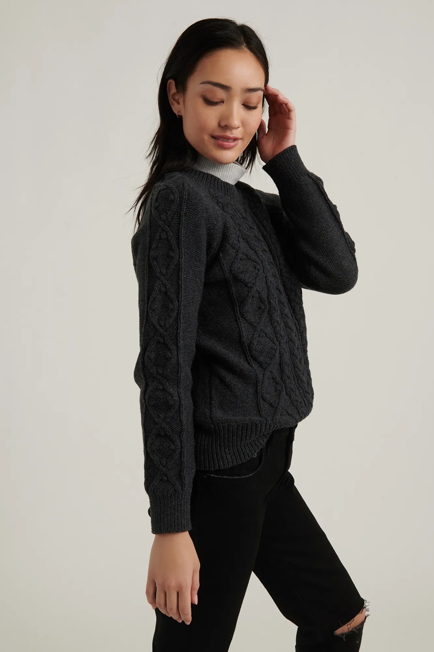CABLE KNIT CREW NECK SWEATER, image 3