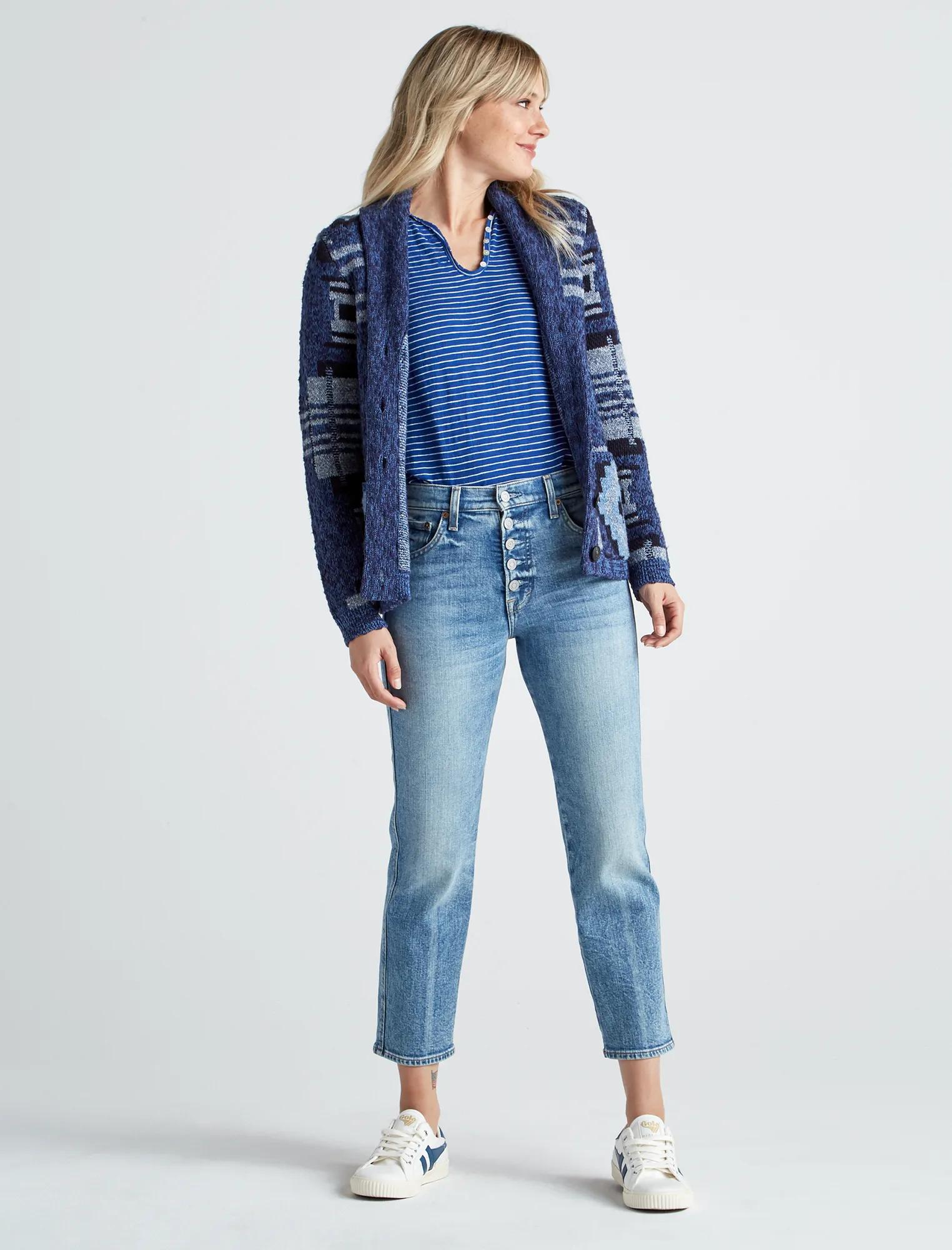 PATCHWORK INDIGO CARDIGAN, image 2