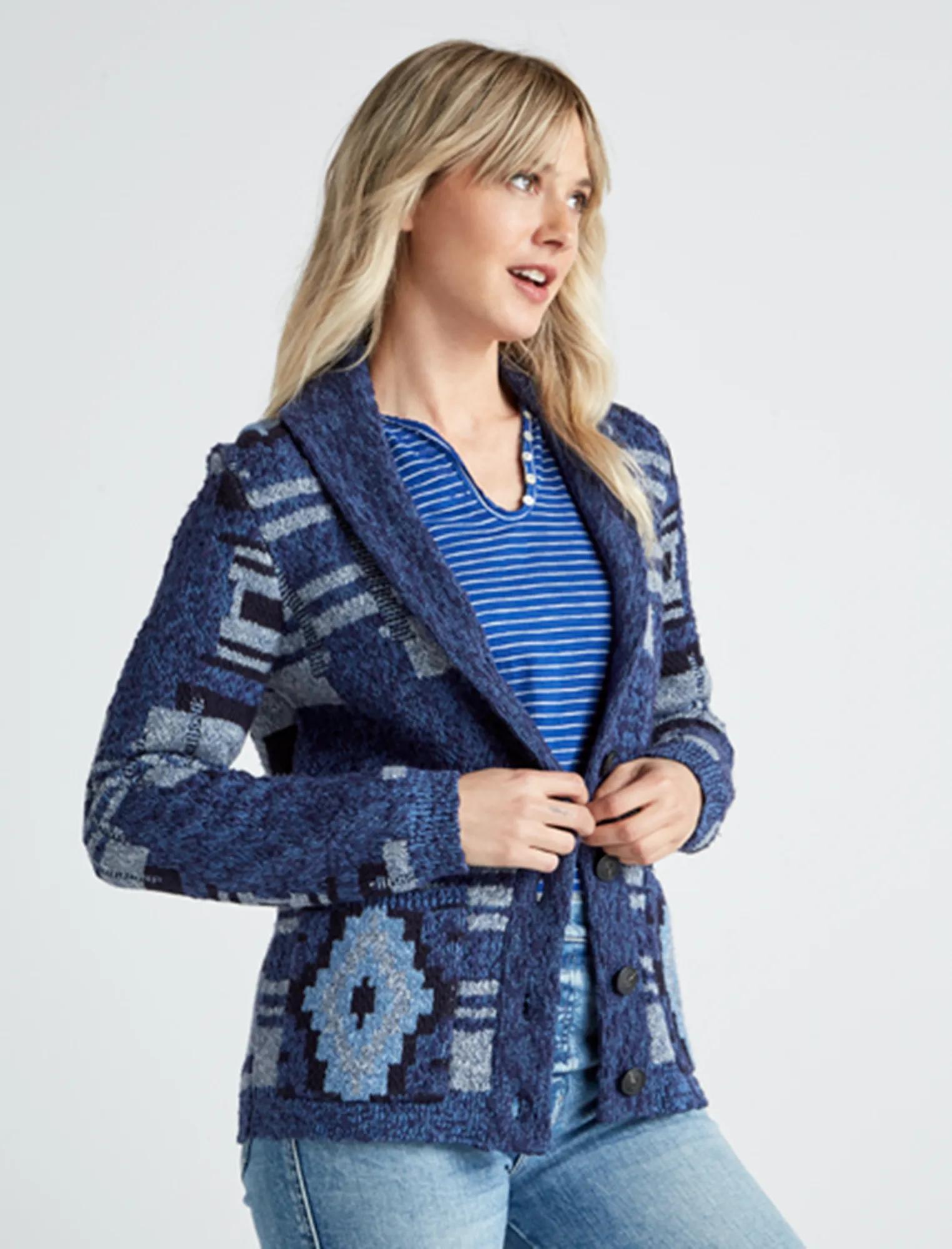 PATCHWORK INDIGO CARDIGAN | Lucky Brand