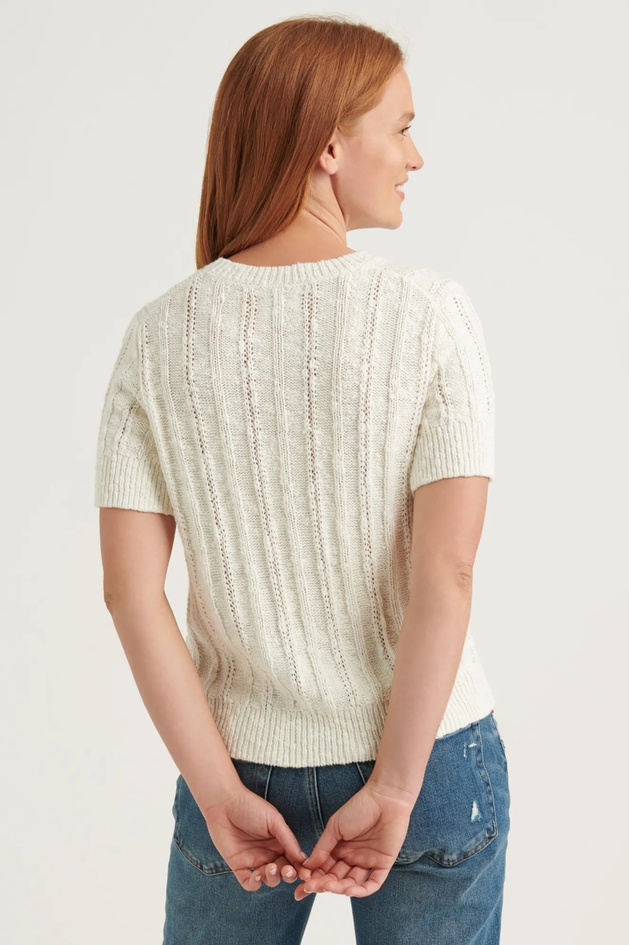 LIGHTWEIGHT SHORT SLEEVE CABLE SWEATER, image 4