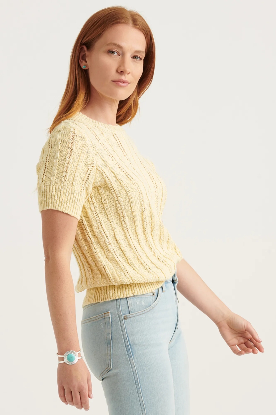 LIGHTWEIGHT SHORT SLEEVE CABLE SWEATER, image 3