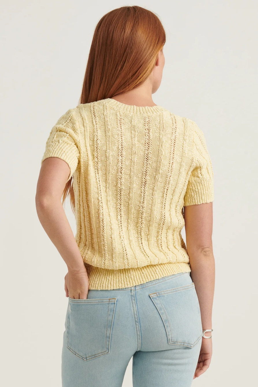 LIGHTWEIGHT SHORT SLEEVE CABLE SWEATER, image 4