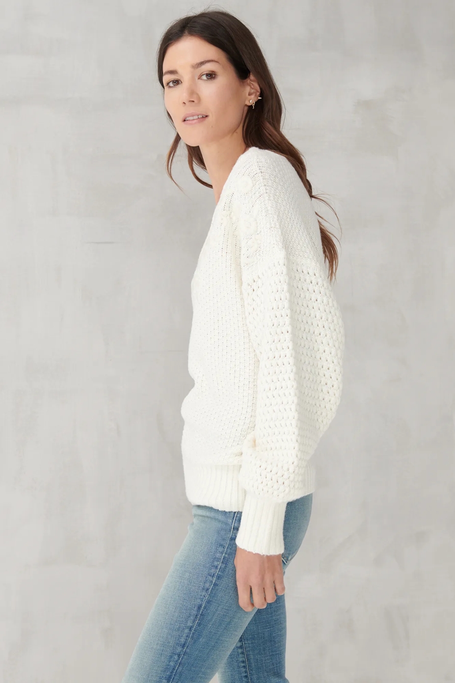 EMBROIDERED NOTCH NECK SWEATER, image 3