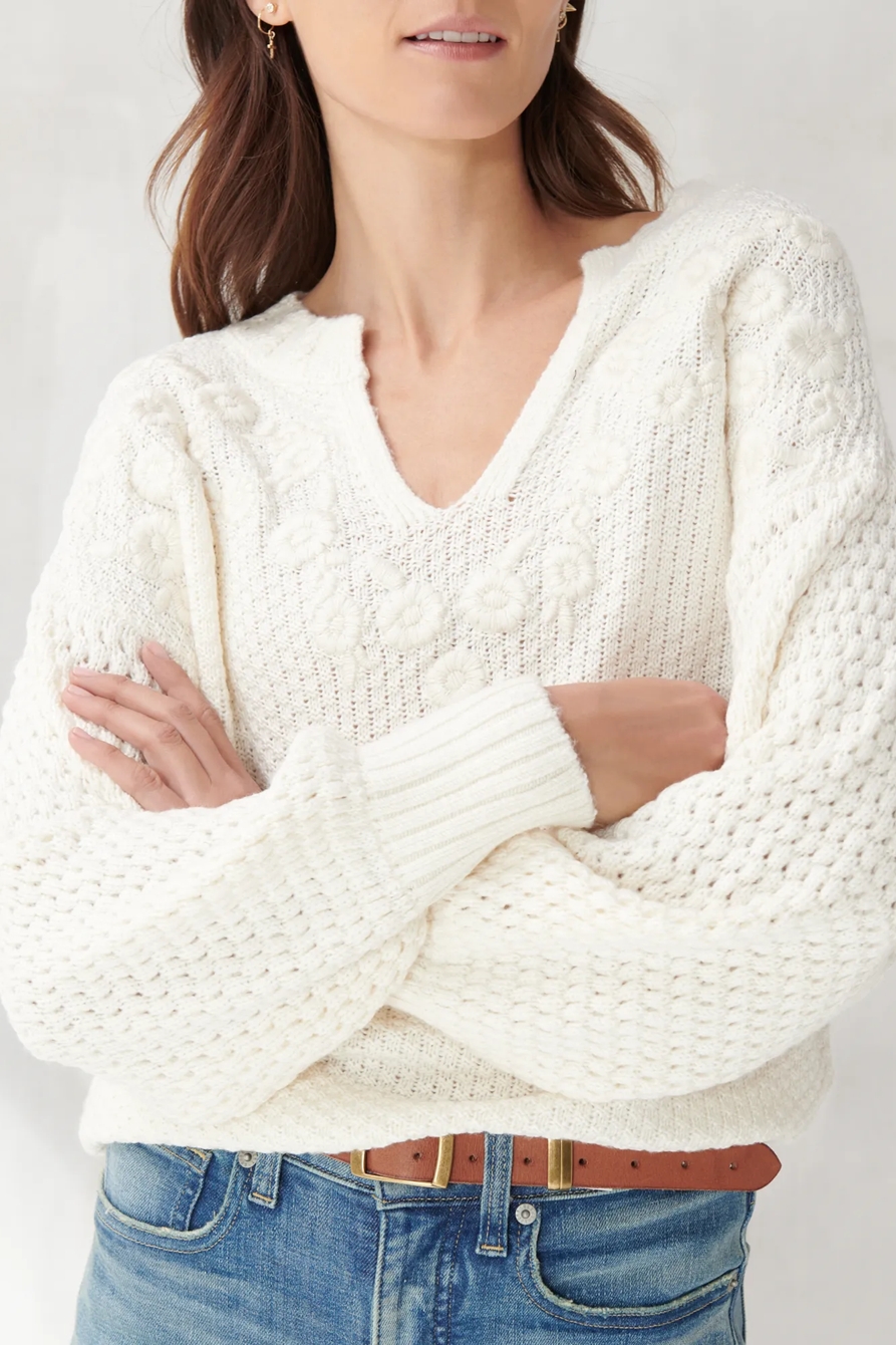 EMBROIDERED NOTCH NECK SWEATER, image 5