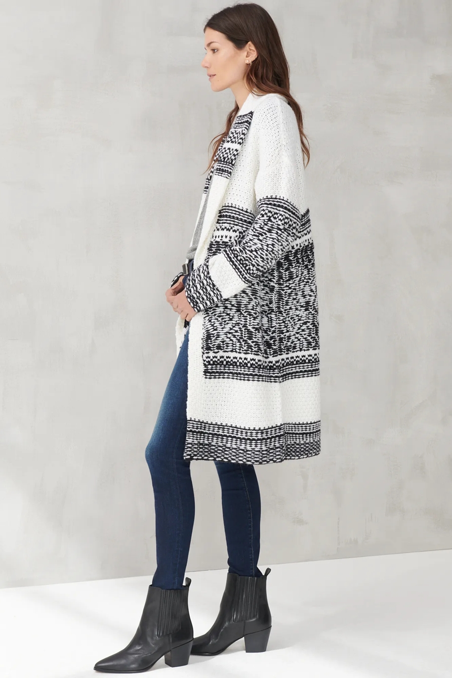 BORDER PRINT SHAWL CARDIGAN, image 2