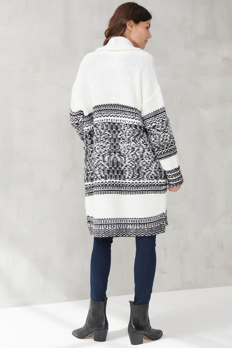 BORDER PRINT SHAWL CARDIGAN, image 3
