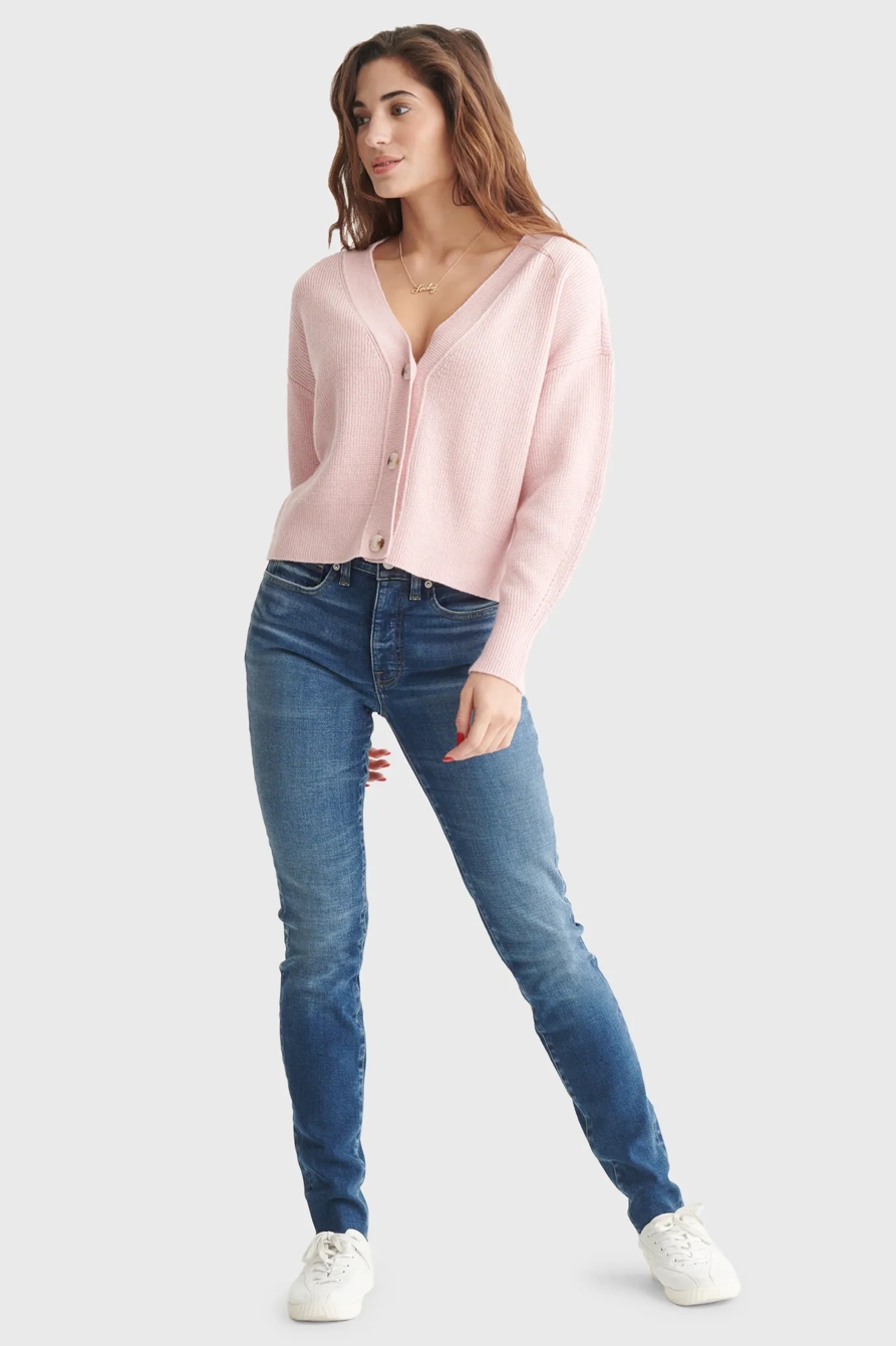 RIBBED V-NECK CROPPED CARDIGAN, image 2