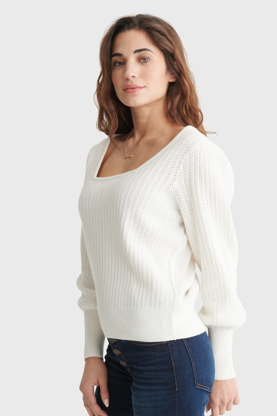 SQUARE NECK BLOUSON SLEEVE SWEATER, image 3