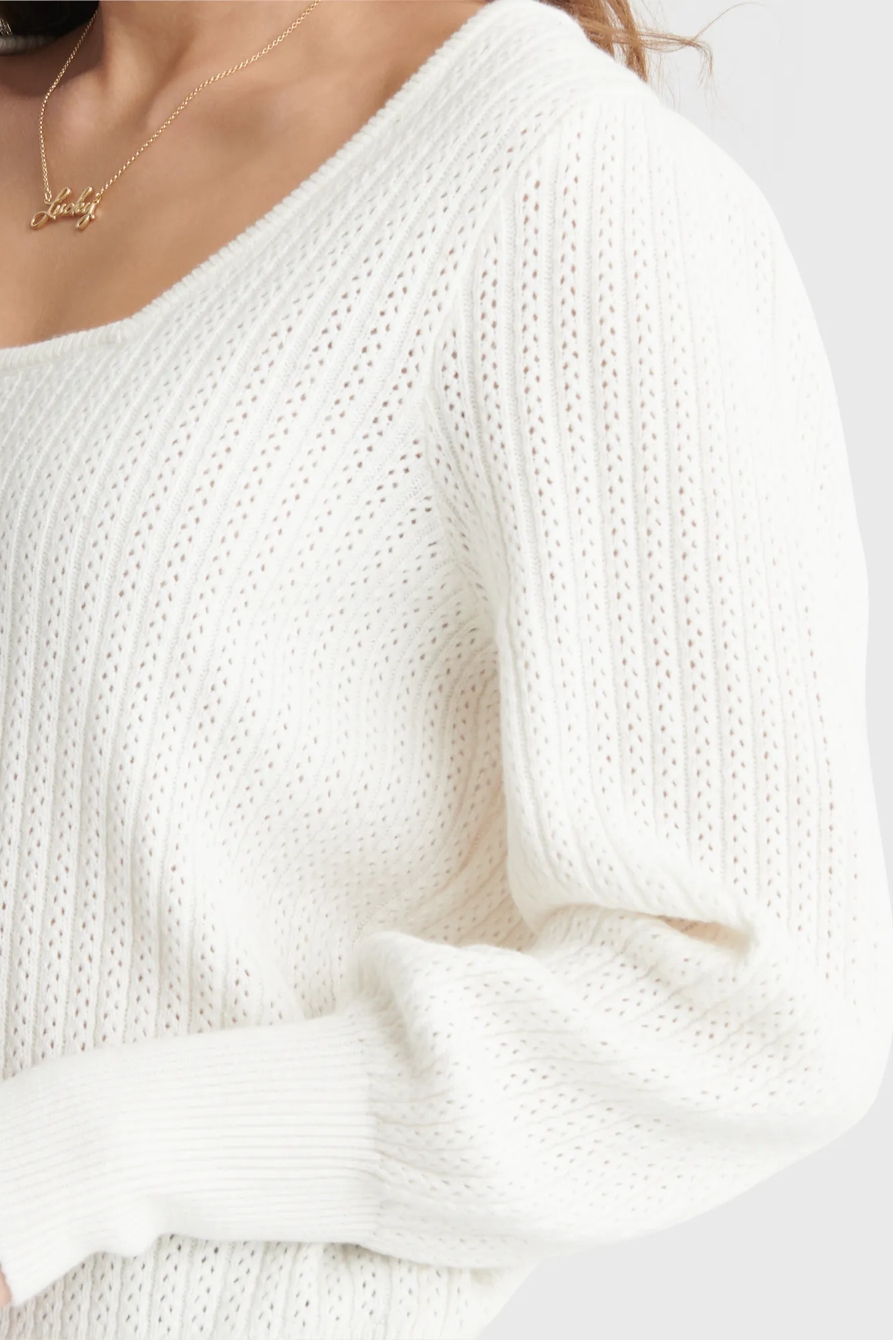 SQUARE NECK BLOUSON SLEEVE SWEATER, image 4