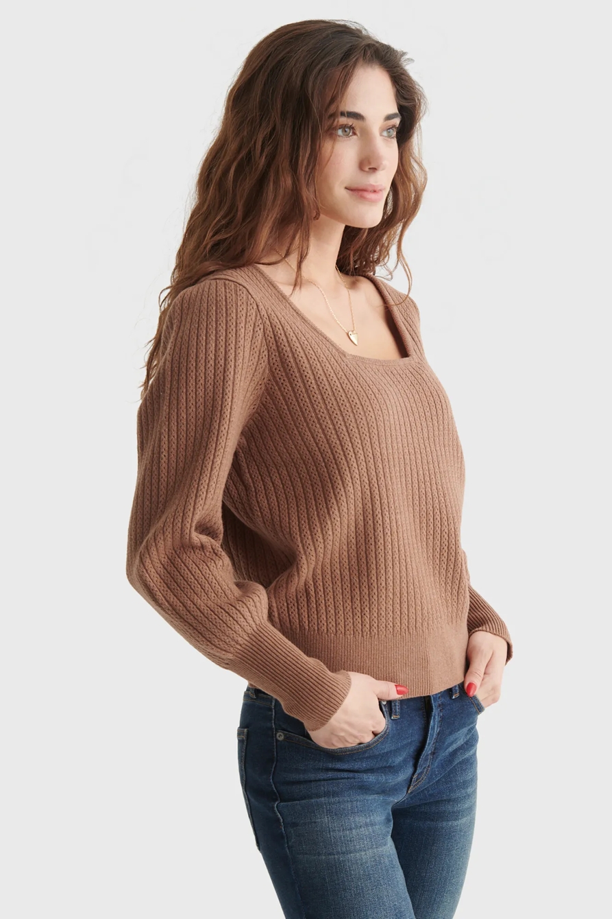 SQUARE NECK BLOUSON SLEEVE SWEATER, image 3
