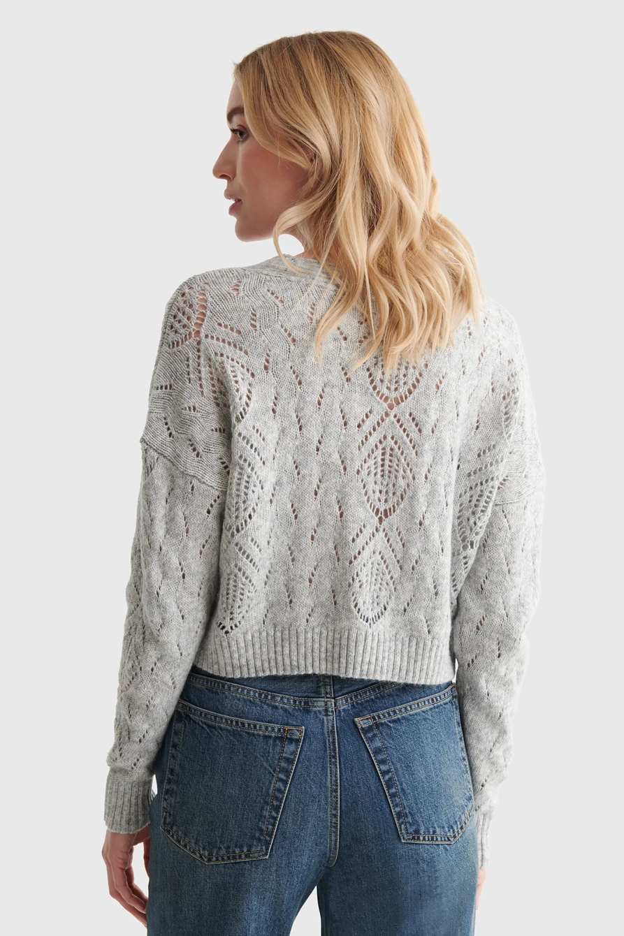 LACE-KNIT CROPPED V-NECK CARDIGAN, image 5