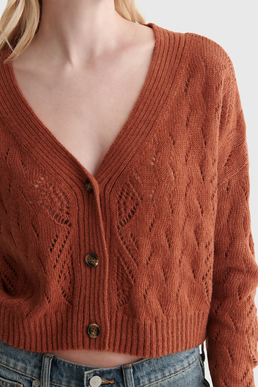 LACE-KNIT CROPPED V-NECK CARDIGAN, image 4