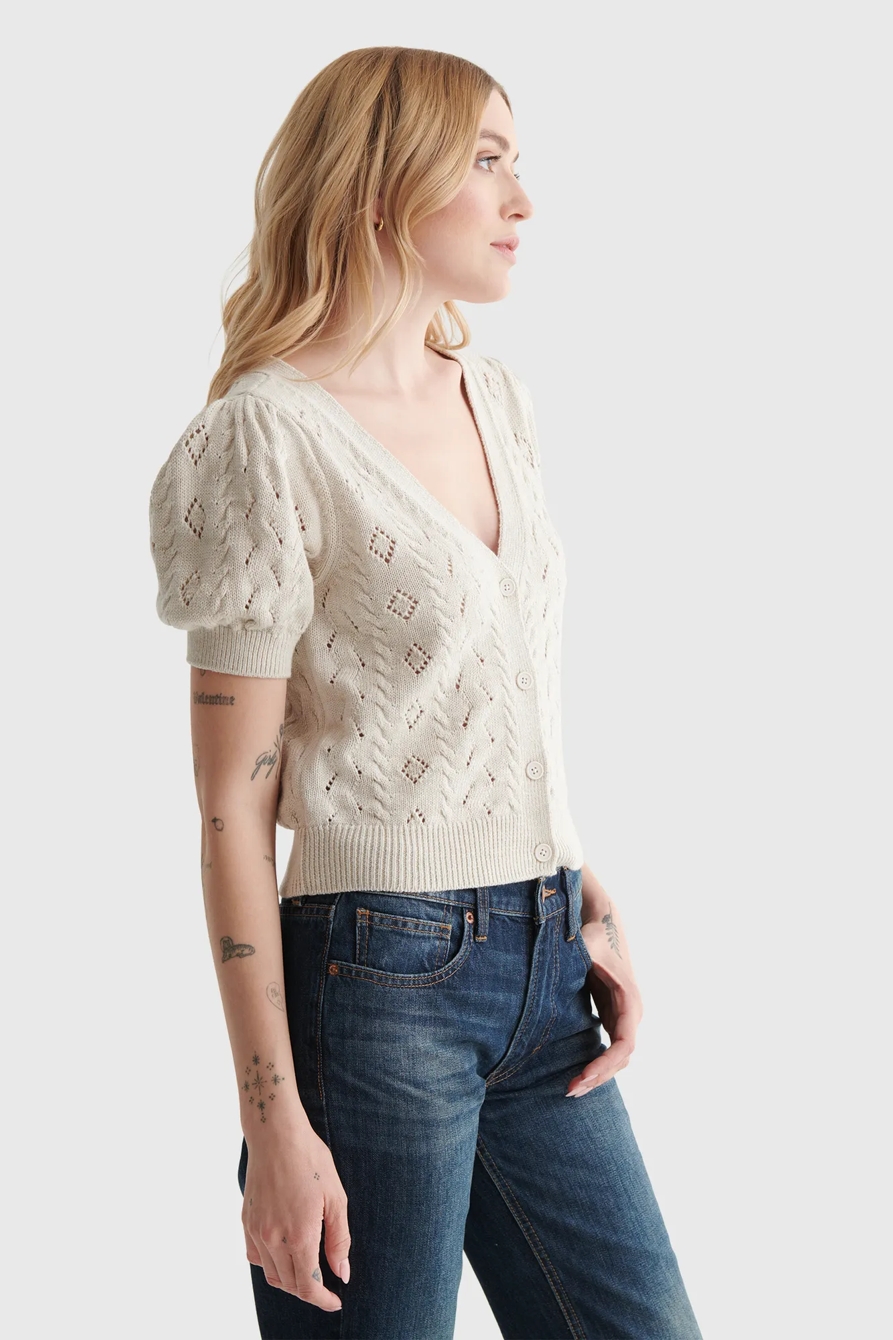 CROPPED SHORT SLEEVE V-NECK CARDIGAN, image 2