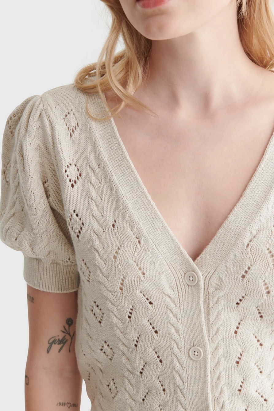 CROPPED SHORT SLEEVE V-NECK CARDIGAN, image 3