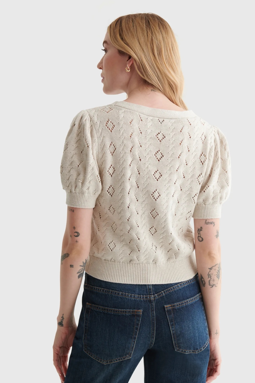 CROPPED SHORT SLEEVE V-NECK CARDIGAN, image 4