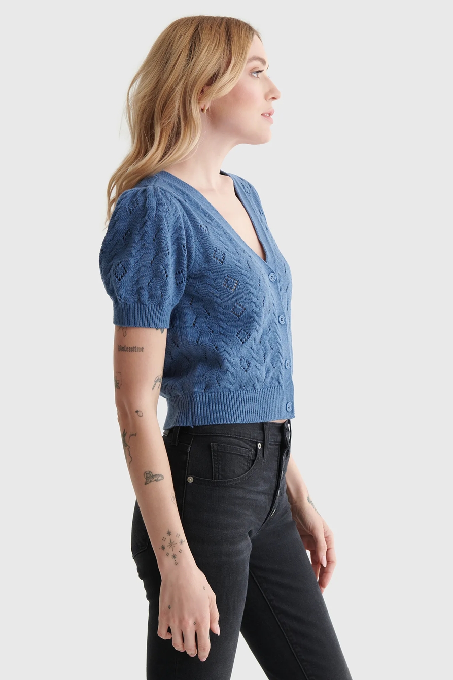 CROPPED SHORT SLEEVE V-NECK CARDIGAN, image 3