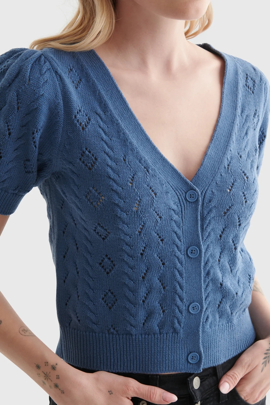 CROPPED SHORT SLEEVE V-NECK CARDIGAN | Lucky Brand CROPPED SHORT SLEEVE V-NECK CARDIGAN | Lucky Brand