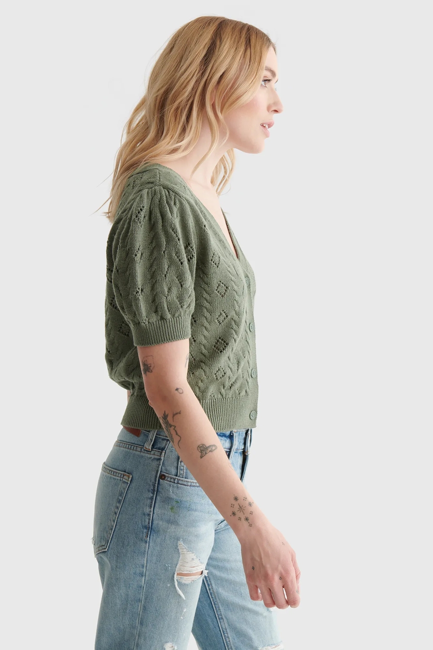 CROPPED SHORT SLEEVE V-NECK CARDIGAN, image 3