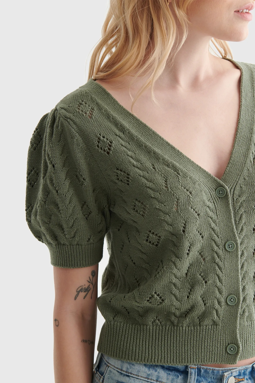 CROPPED SHORT SLEEVE V-NECK CARDIGAN, image 4