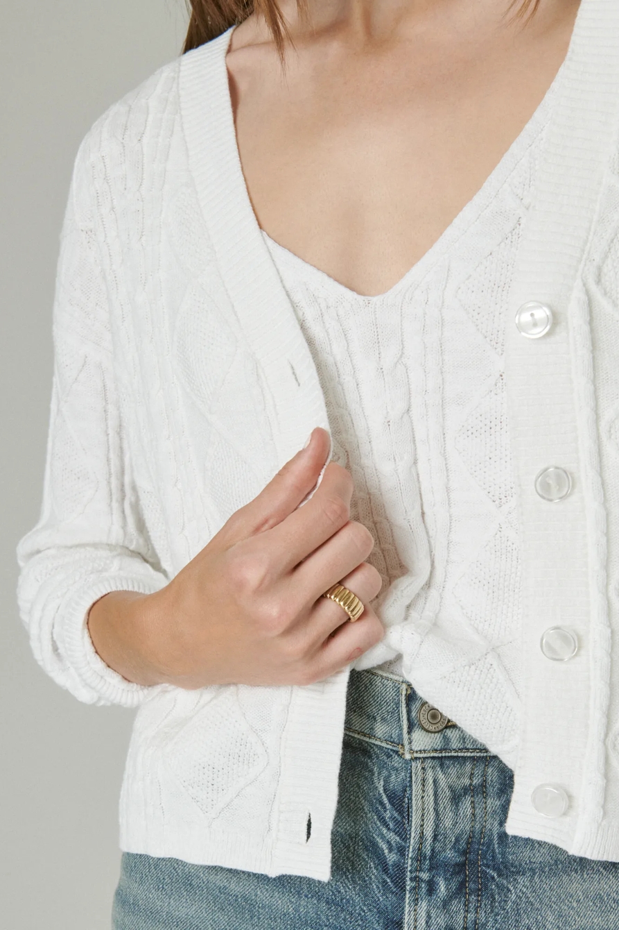 POINTELLE CROP CARDIGAN, image 5