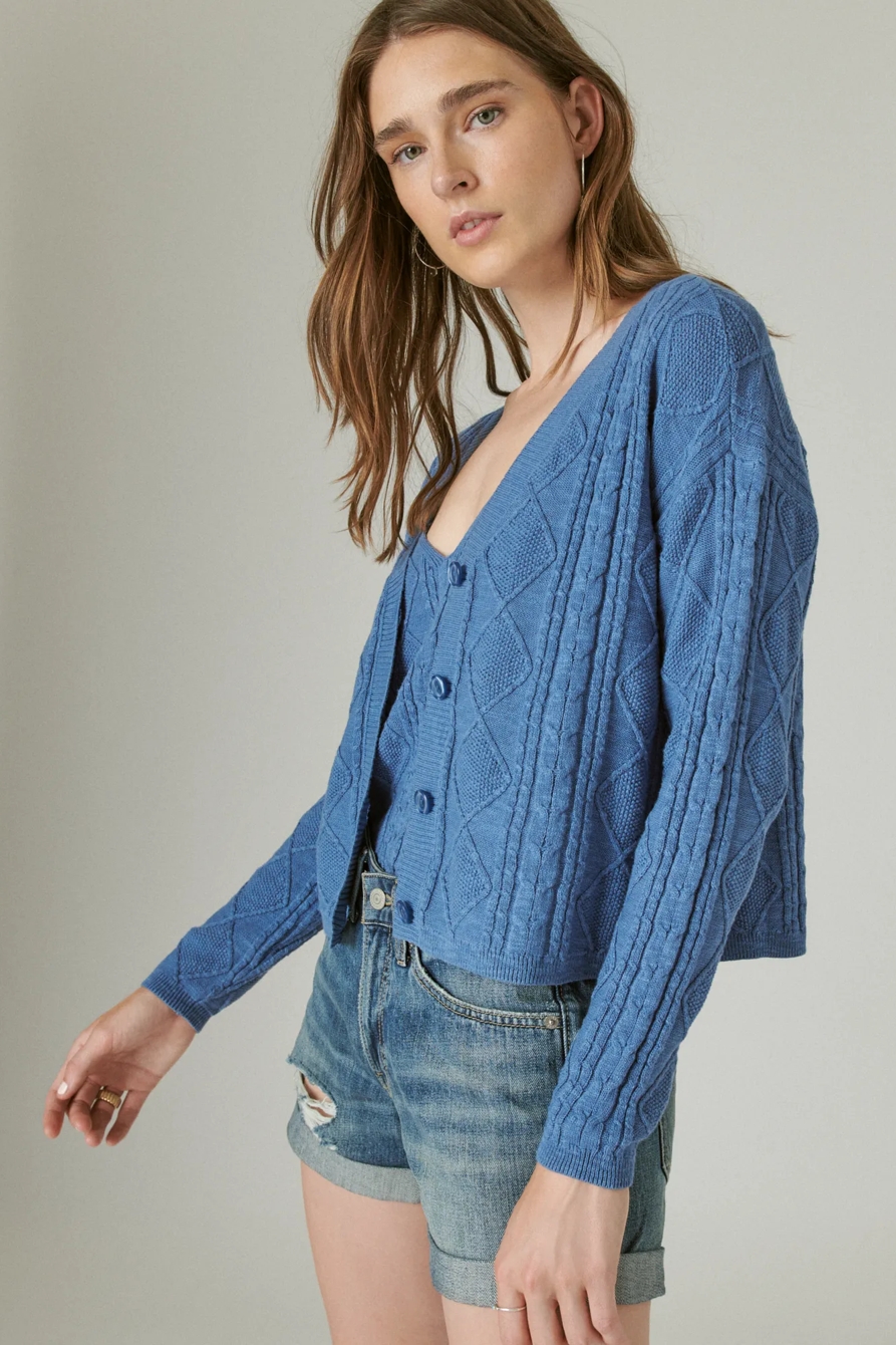 POINTELLE CROP CARDIGAN, image 3