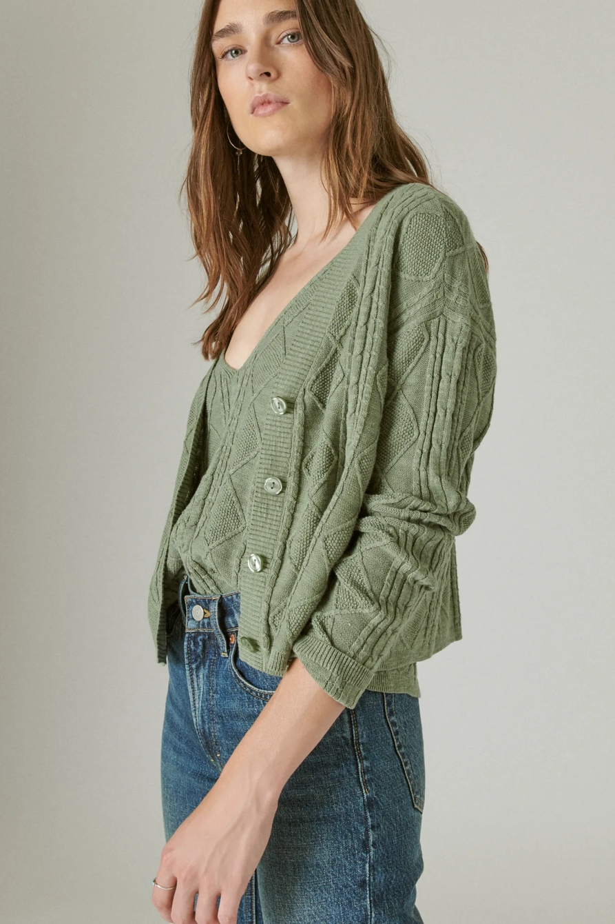 POINTELLE CROP CARDIGAN, image 3