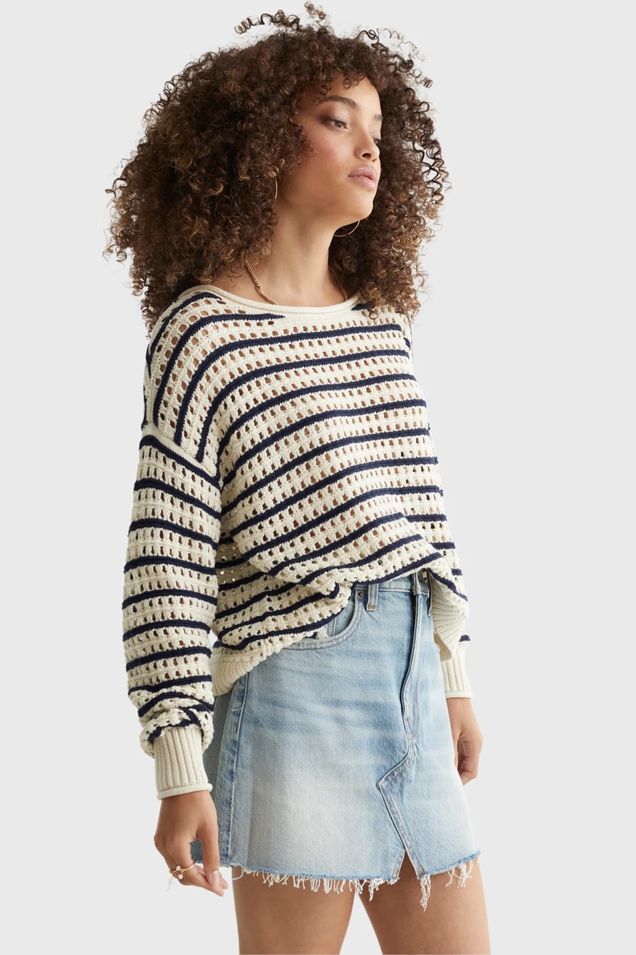 POINTELLE STRIPE SWEATER, image 3