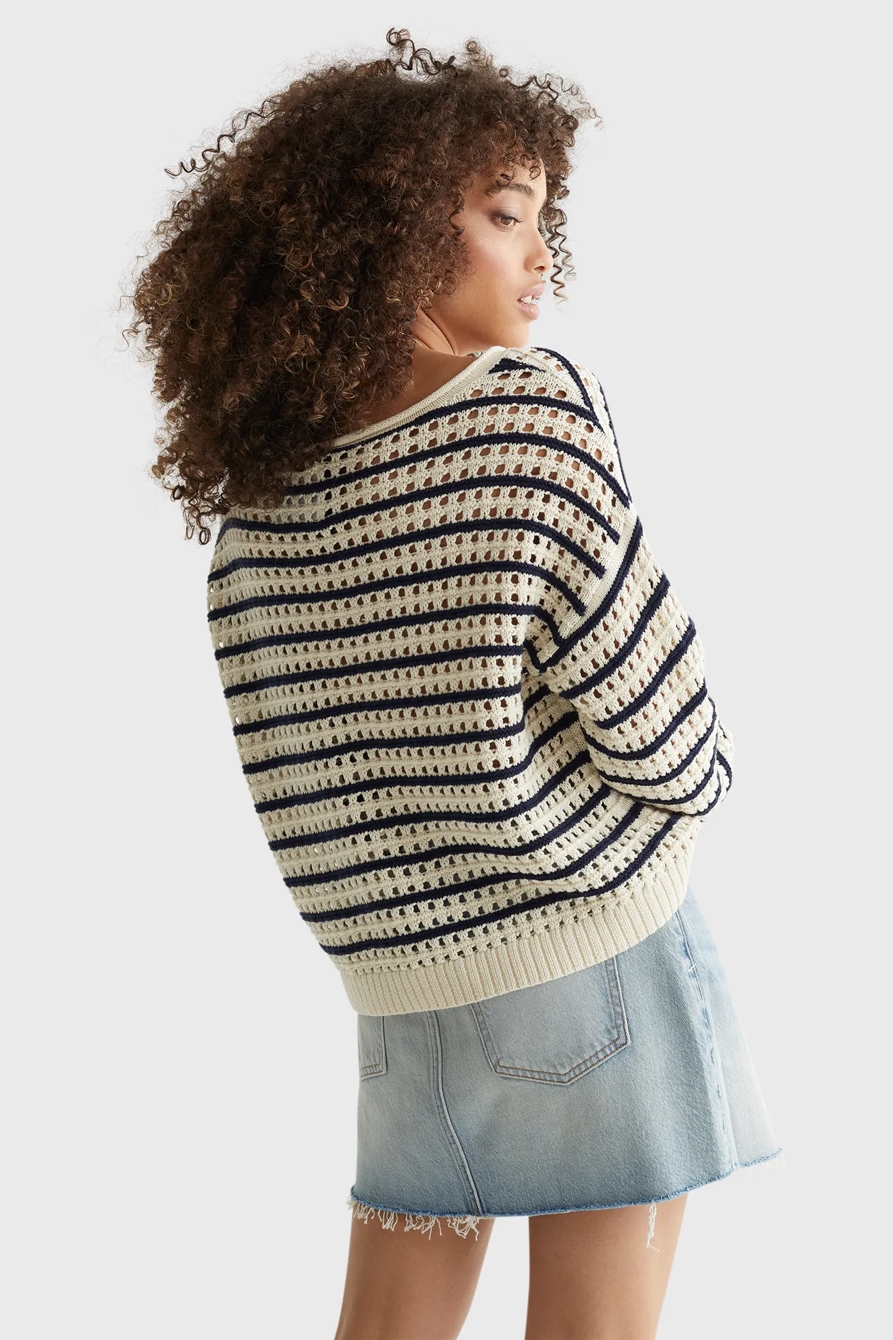 POINTELLE STRIPE SWEATER, image 4