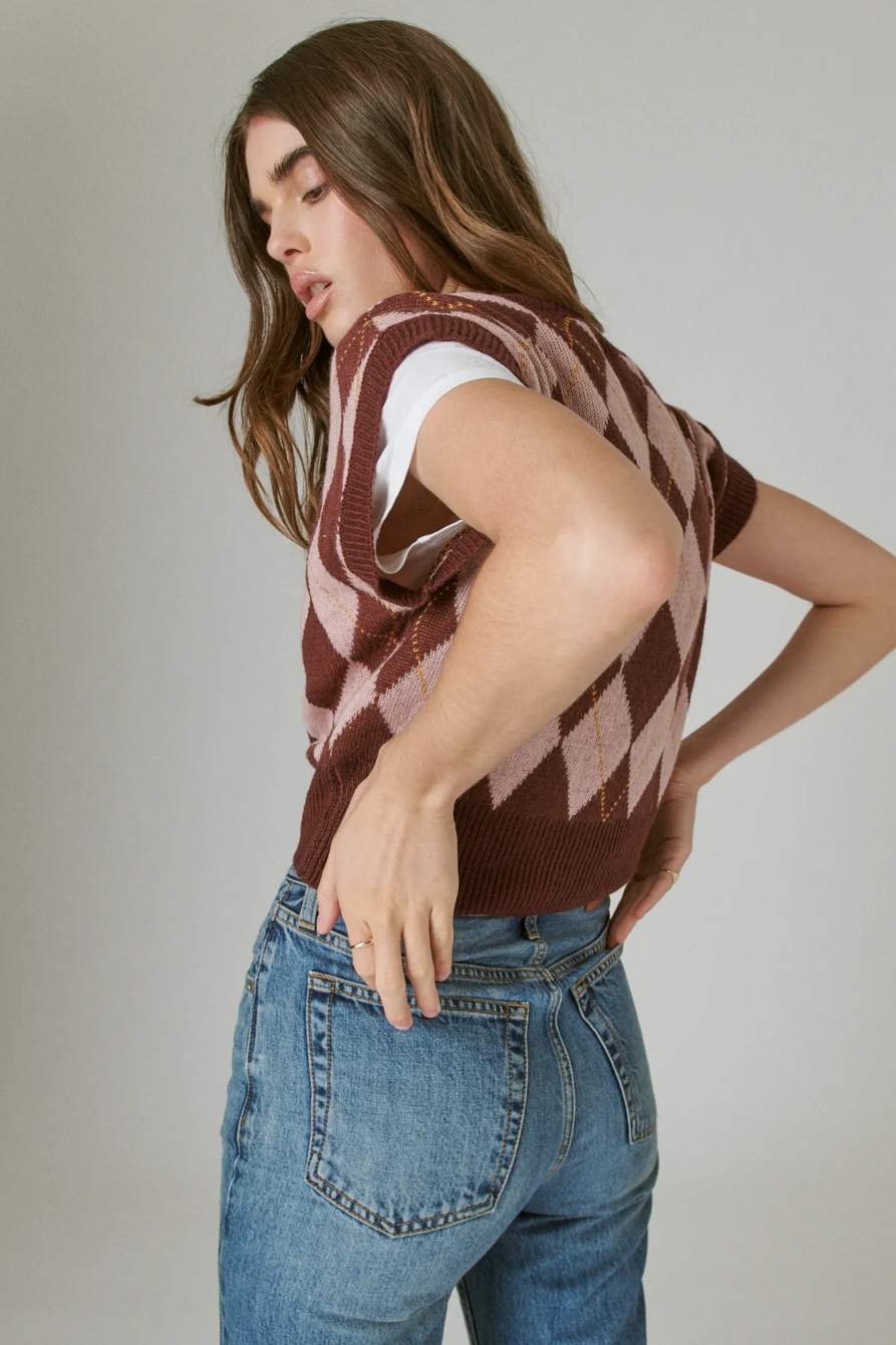 DIAMOND SHORT SLEEVE V NECK SWEATER, image 4