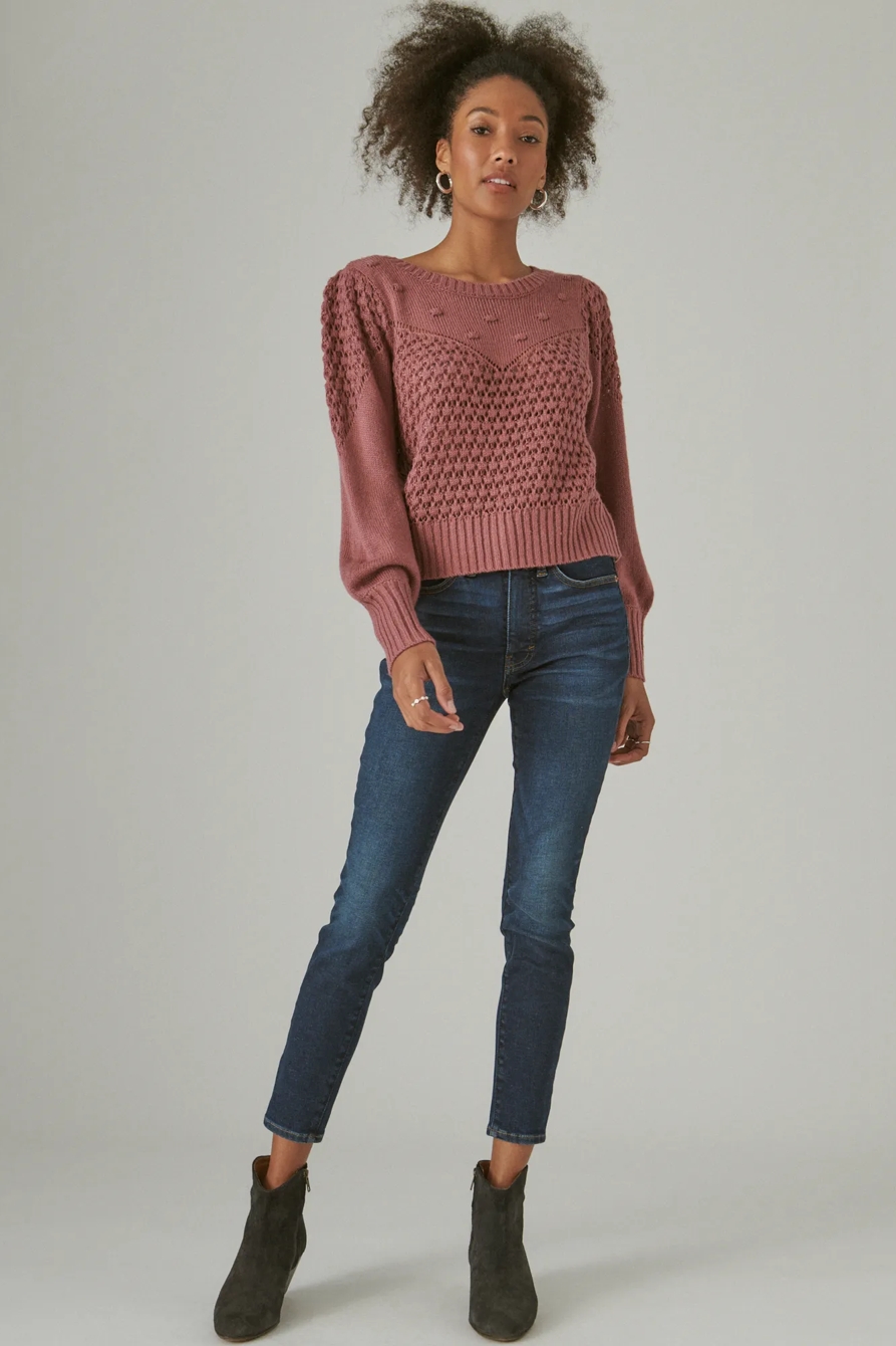 TEXTURED DOT CREW NECK SWEATER, image 2