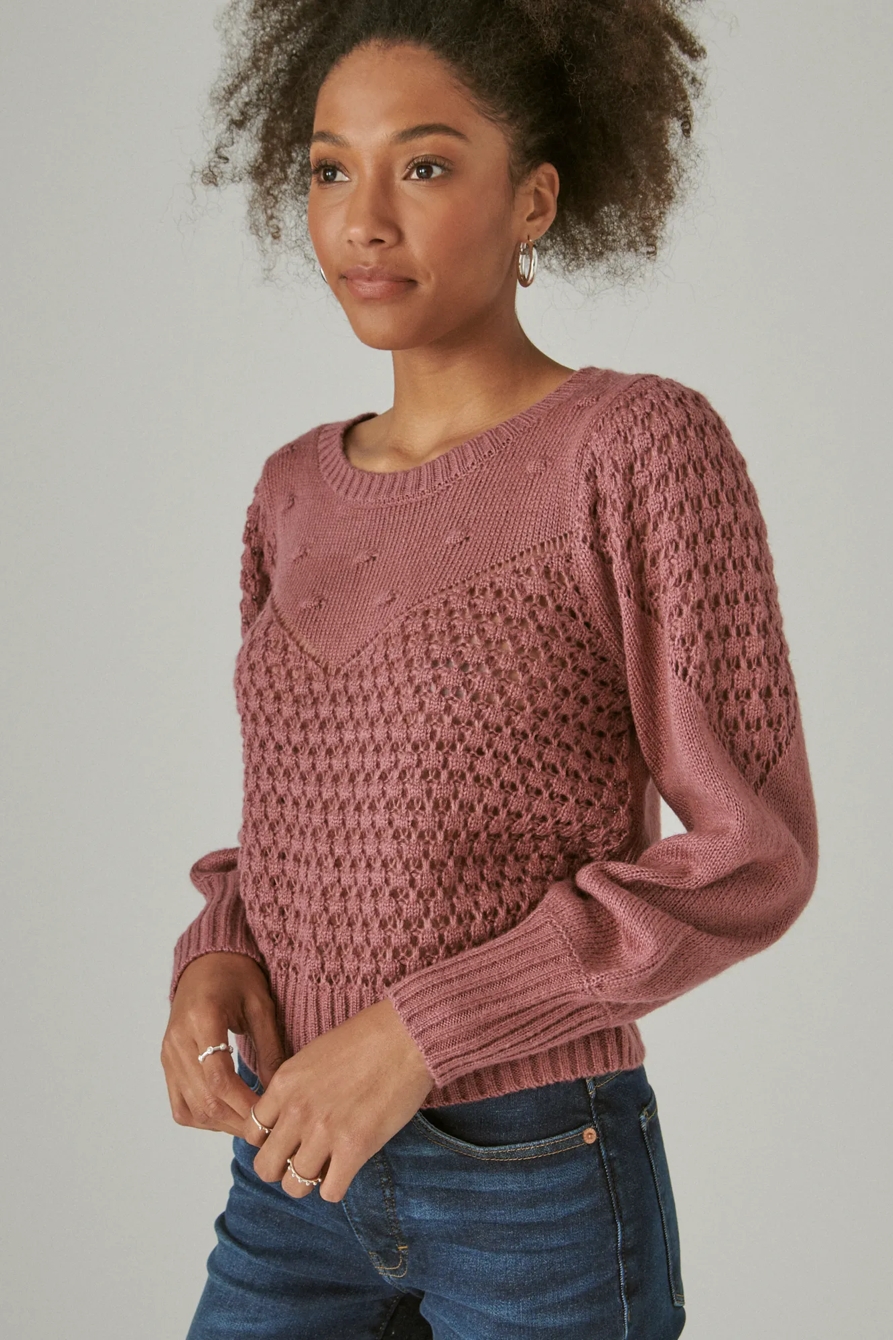 TEXTURED DOT CREW NECK SWEATER, image 3