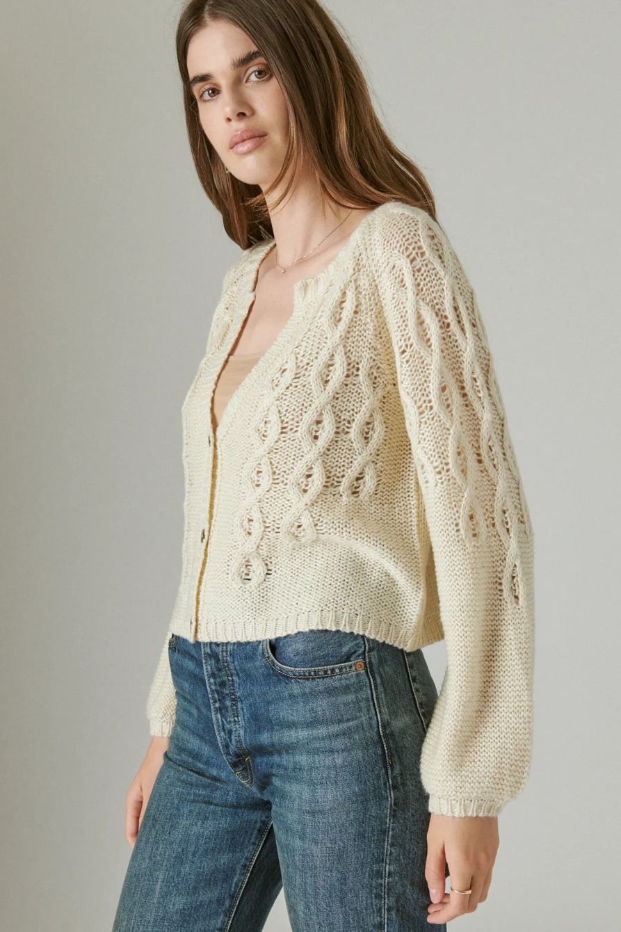 TEXTURED V NECK CARDIGAN, image 3