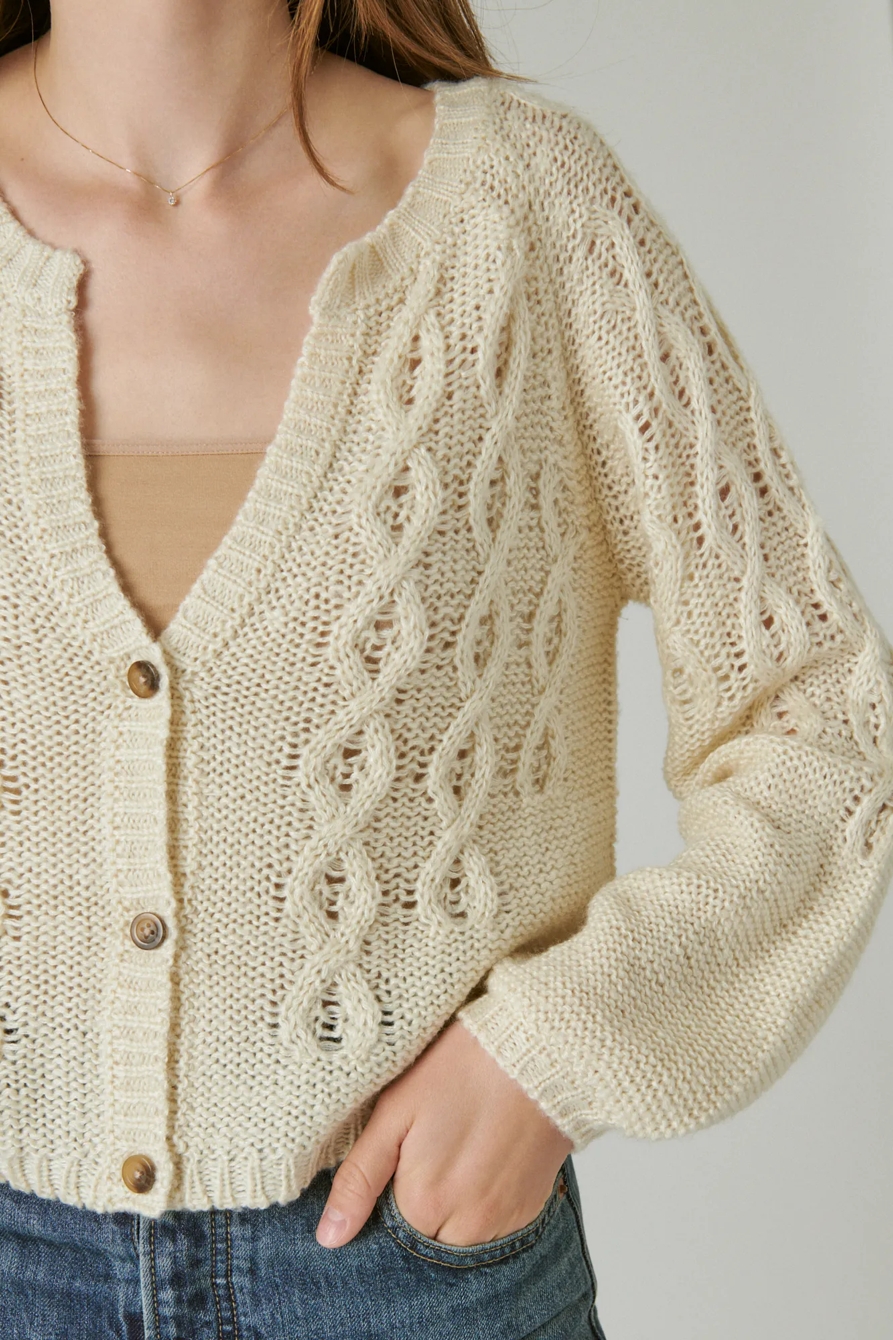 TEXTURED V NECK CARDIGAN, image 5