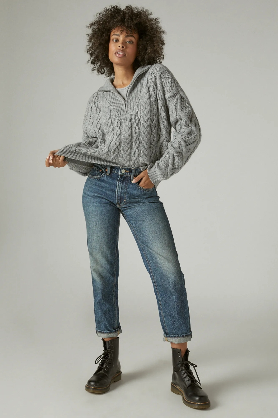 CABLE SWEATER HALF ZIP, image 2