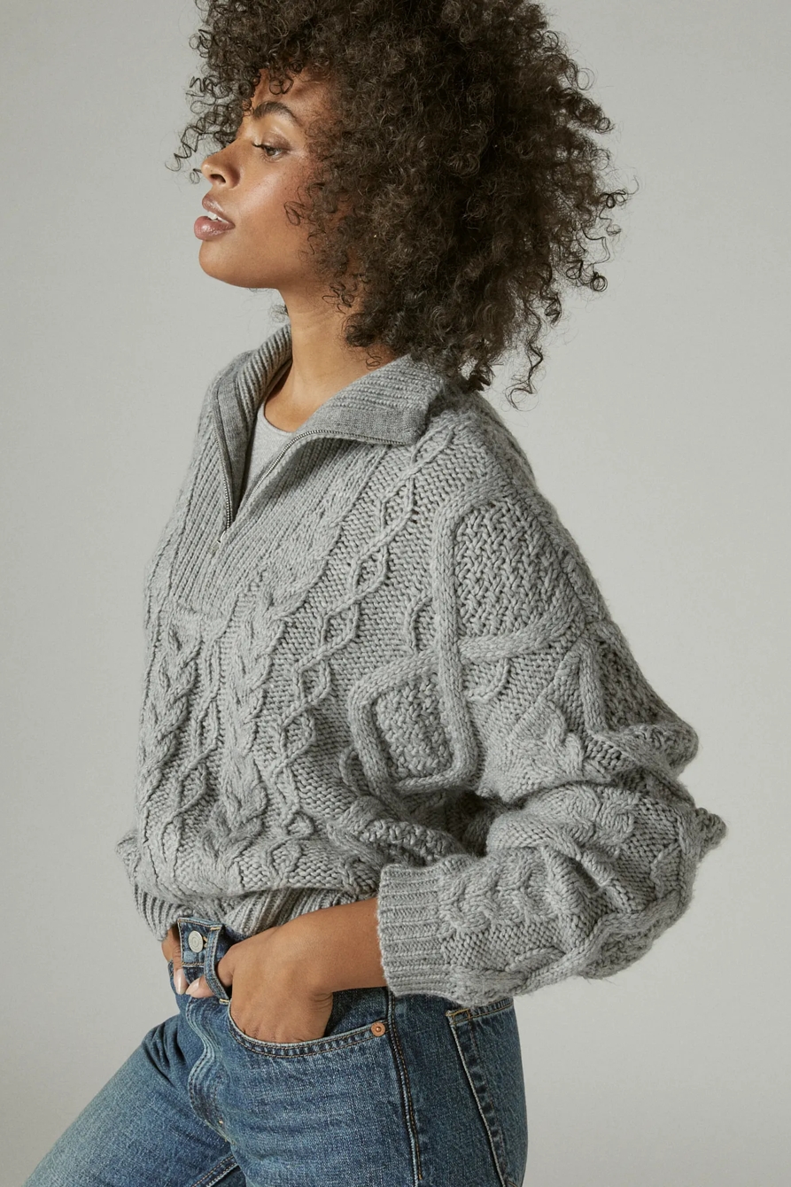 CABLE SWEATER HALF ZIP, image 3