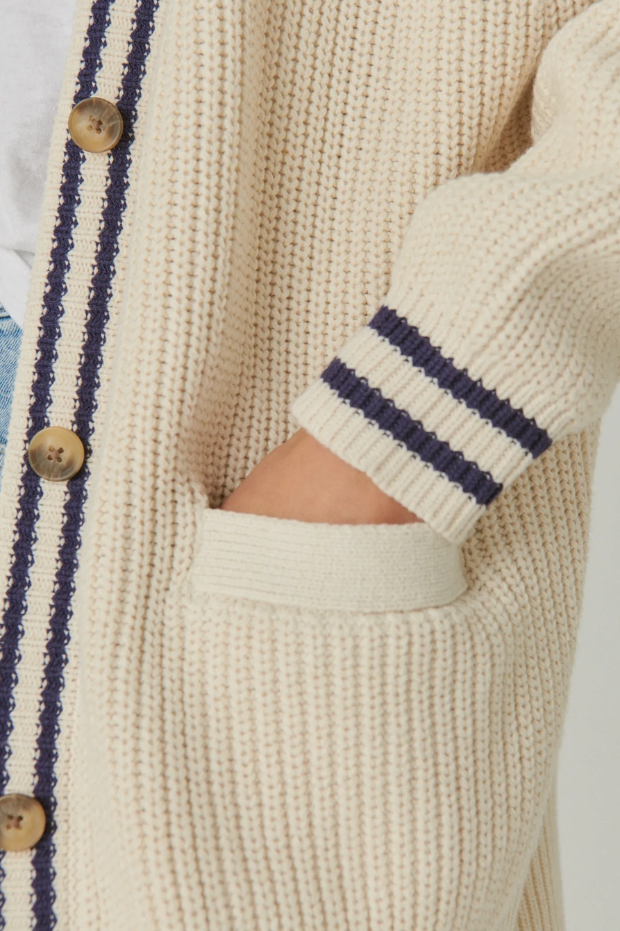 TEXTURED VARSITY KNIT CARDIGAN, image 5