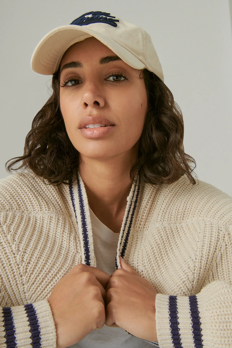 TEXTURED VARSITY KNIT CARDIGAN, image 6