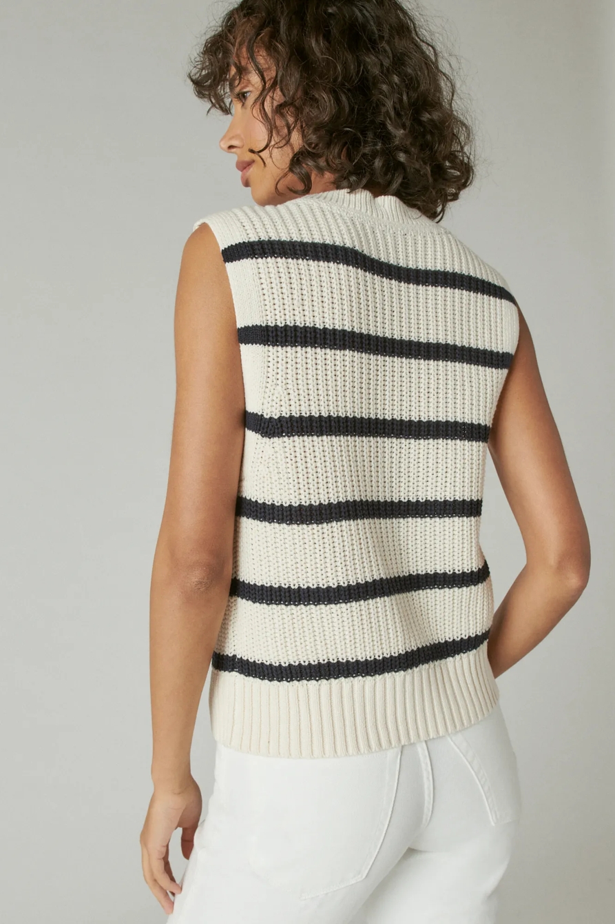 STRIPED BUTTON THRU SLEEVELESS CARDIGAN, image 4