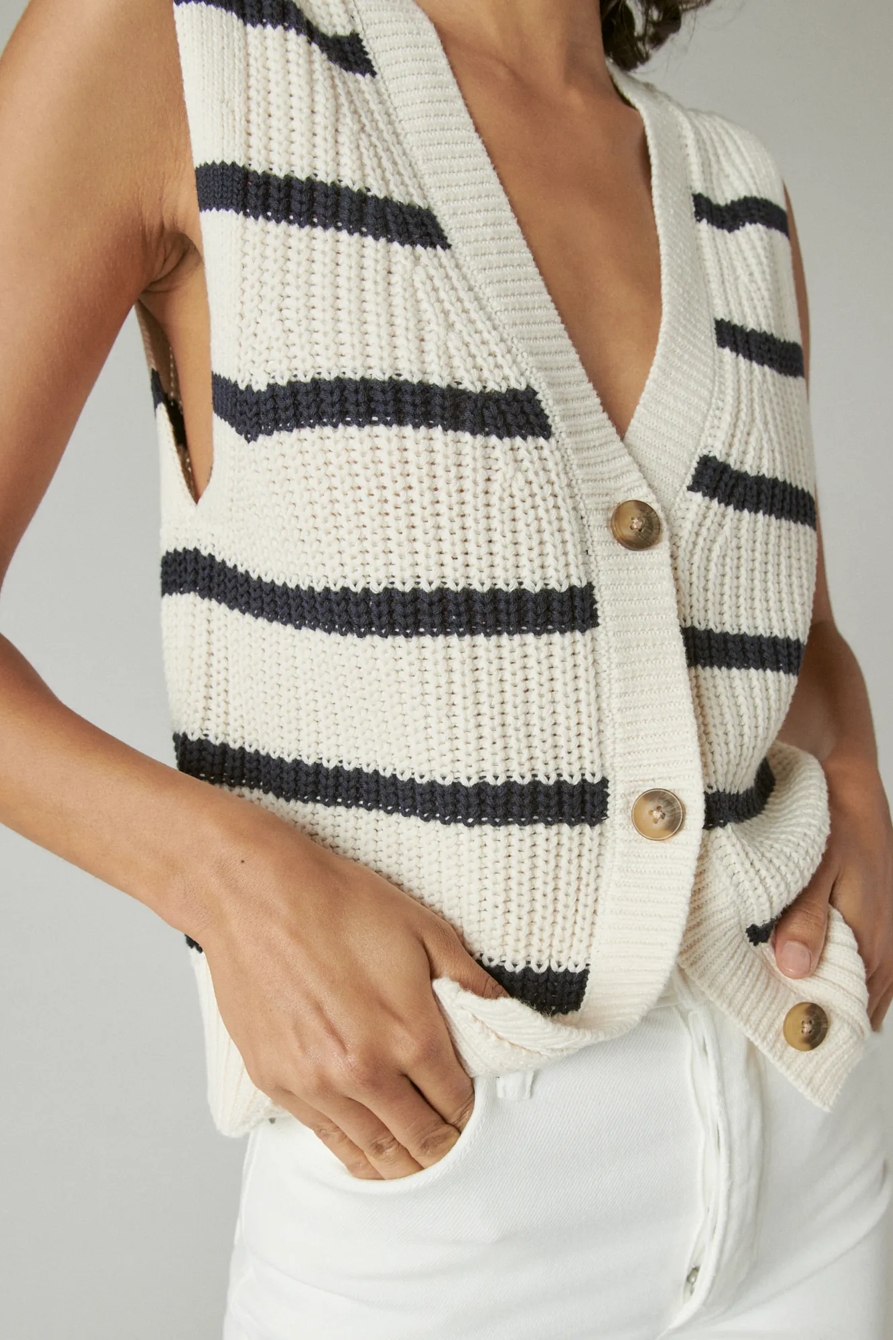 STRIPED BUTTON THRU SLEEVELESS CARDIGAN, image 5