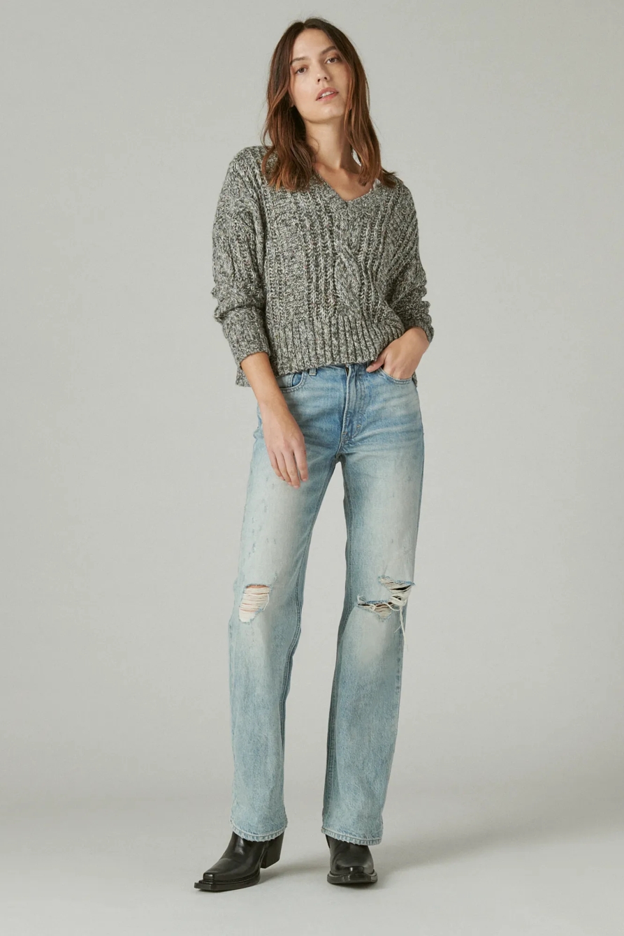 CABLE STITCH V-NECK PULLOVER, image 2