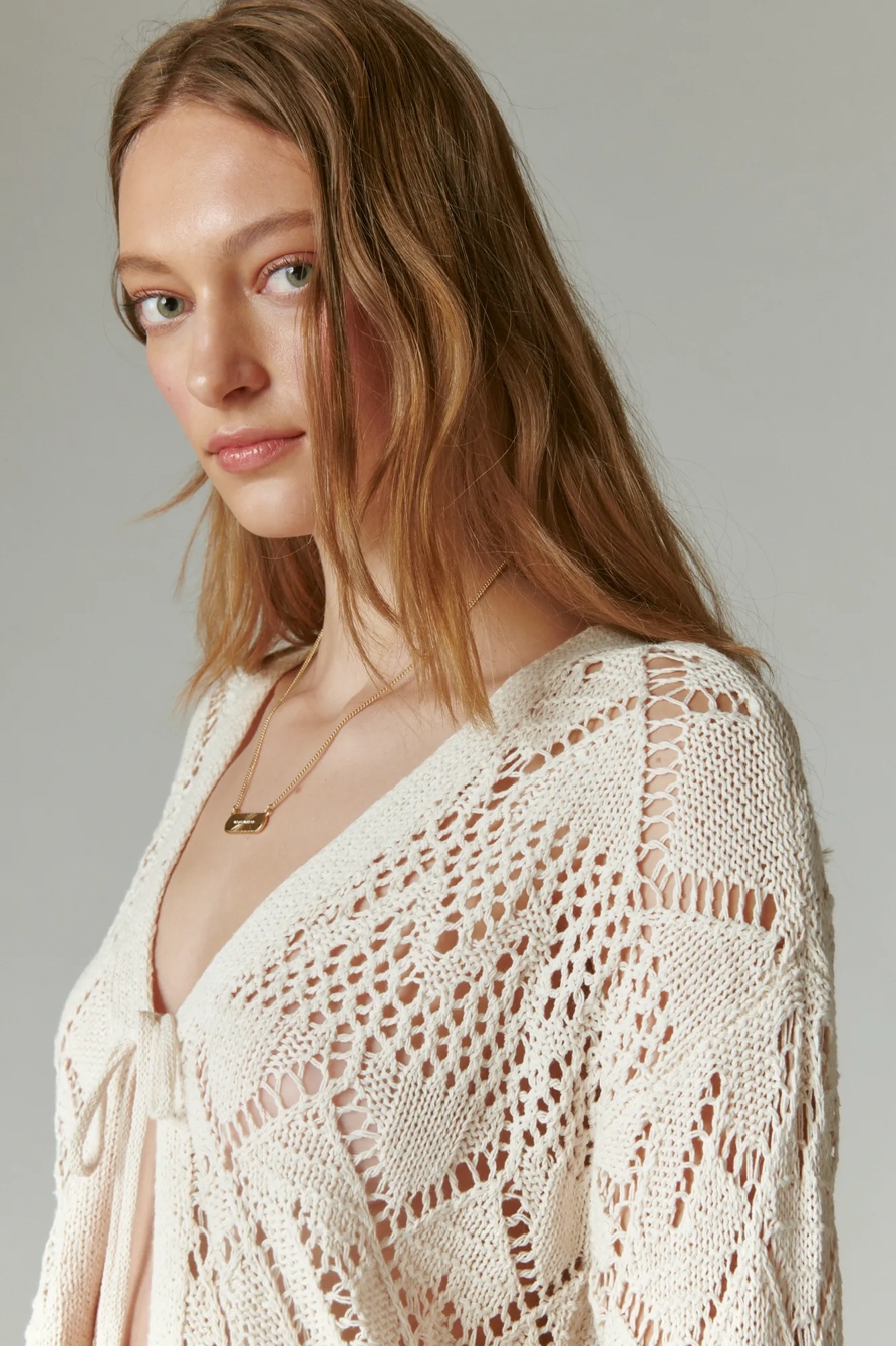 TIE FRONT 3/4 SLEEVE CARDIGAN, image 5