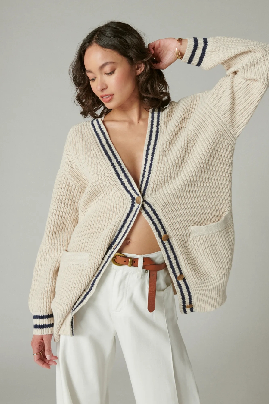 TEXTURED VARSITY CARDIGAN, image 3