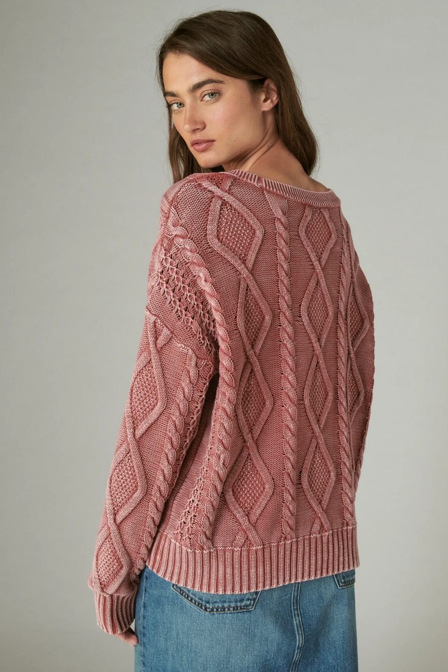 CABLE STITCH V NECK PULLOVER, image 3