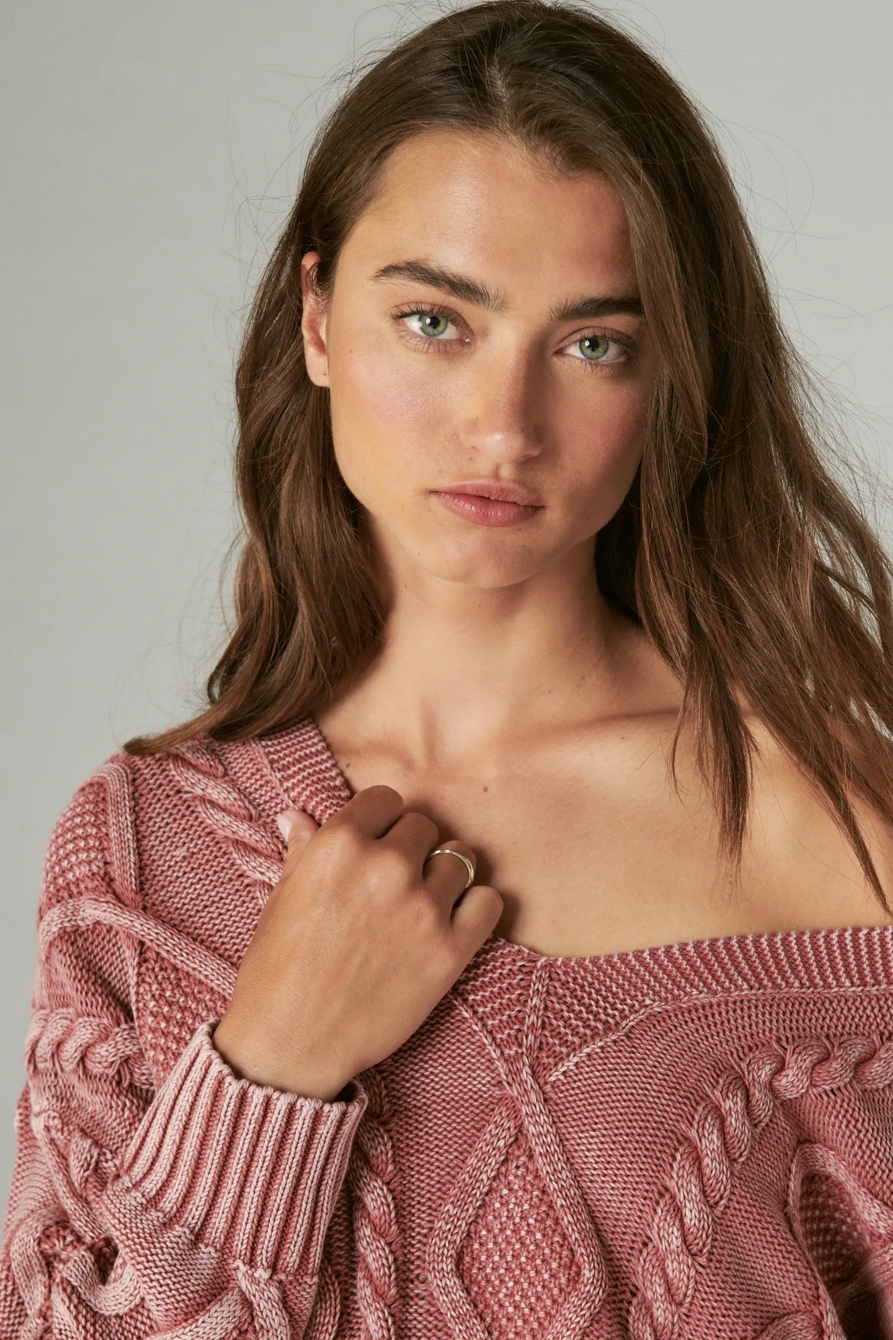 CABLE STITCH V NECK PULLOVER, image 4