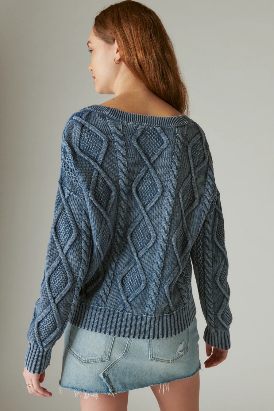 CABLE STITCH V NECK PULLOVER, image 3