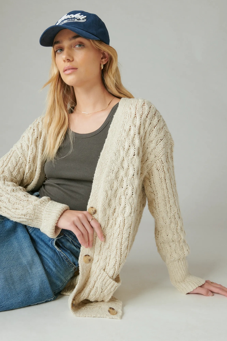 MIXED CABLE CARDIGAN, image 1