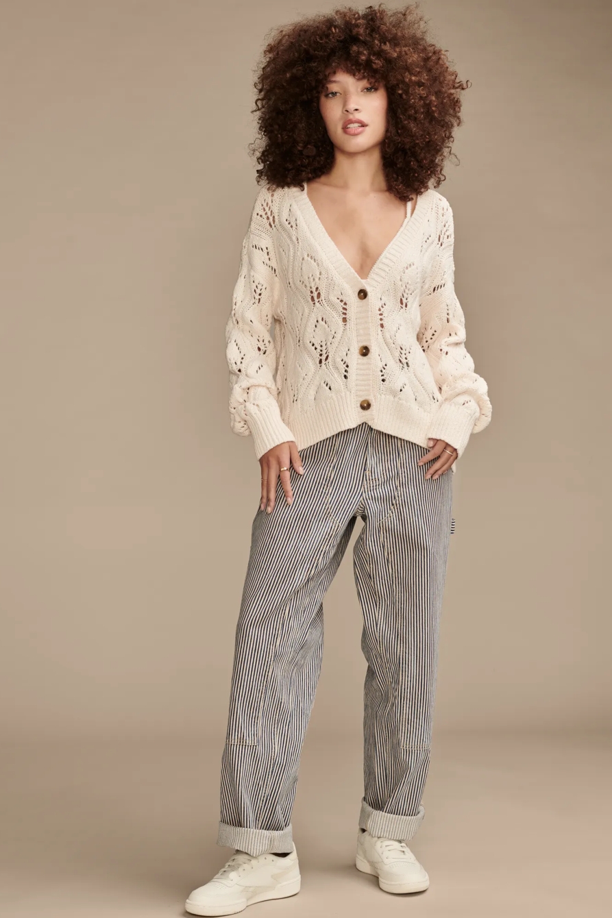 OPEN STITCH BUTTON FRONT CARDIGAN, image 2
