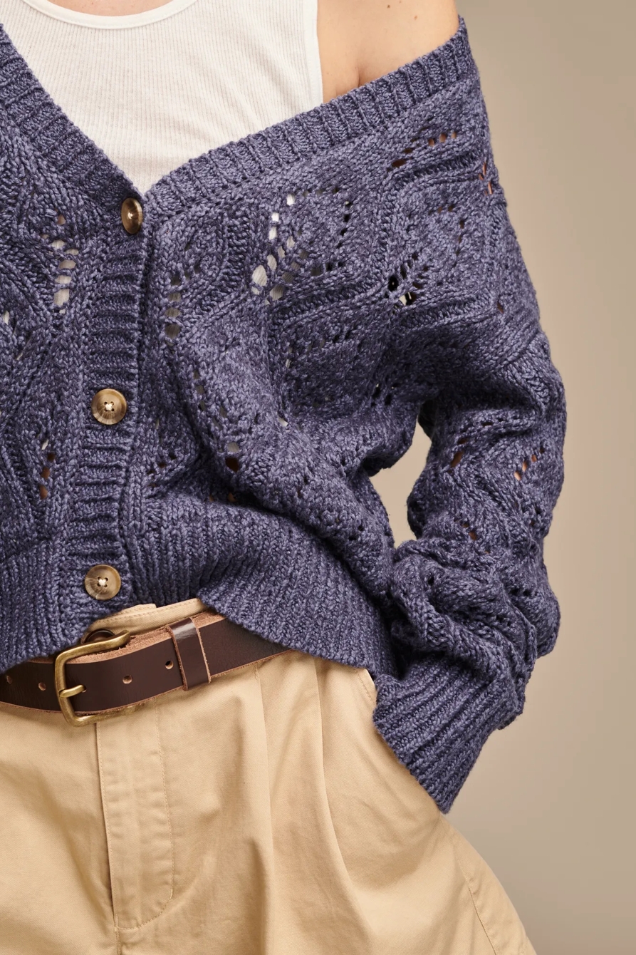 OPEN STITCH BUTTON FRONT CARDIGAN, image 4