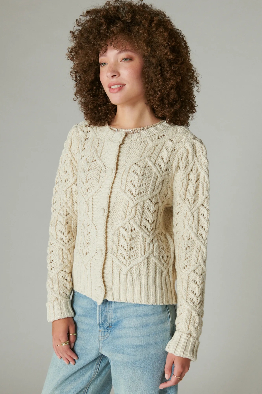 PUFF SLEEVE SHINE CARDIGAN, image 2